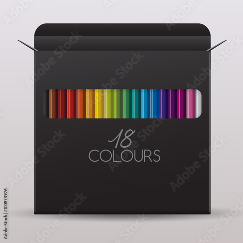 Colored Pencil Packaging : Paper box : Vector Illustration