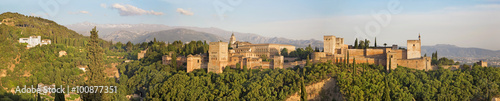 Granada - The panorama of Alhambra palace and fortress complex.