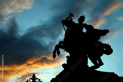 Paris - silhouette of statue of Renommee  from Tuileries garden photo