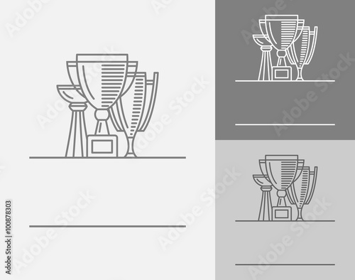 Cup winner logo. The idea of achieving victory. Three Cup winner. First second and third place. Logo competition. Vector sign template.