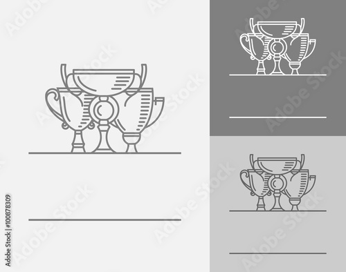 Cup winner logo. The idea of achieving victory. Three Cup winner. First second and third place. Logo competition. Vector sign template.