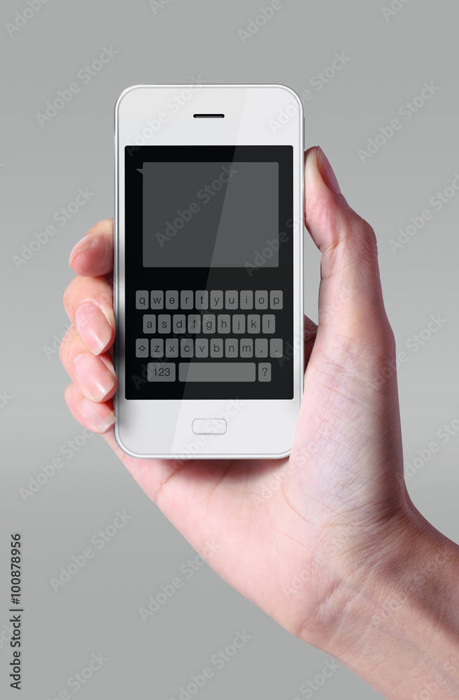 White color keyboard on smartphone. White color keyboard on smartphone.