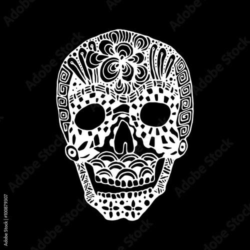 hand draw a skull zentangle trend patterns