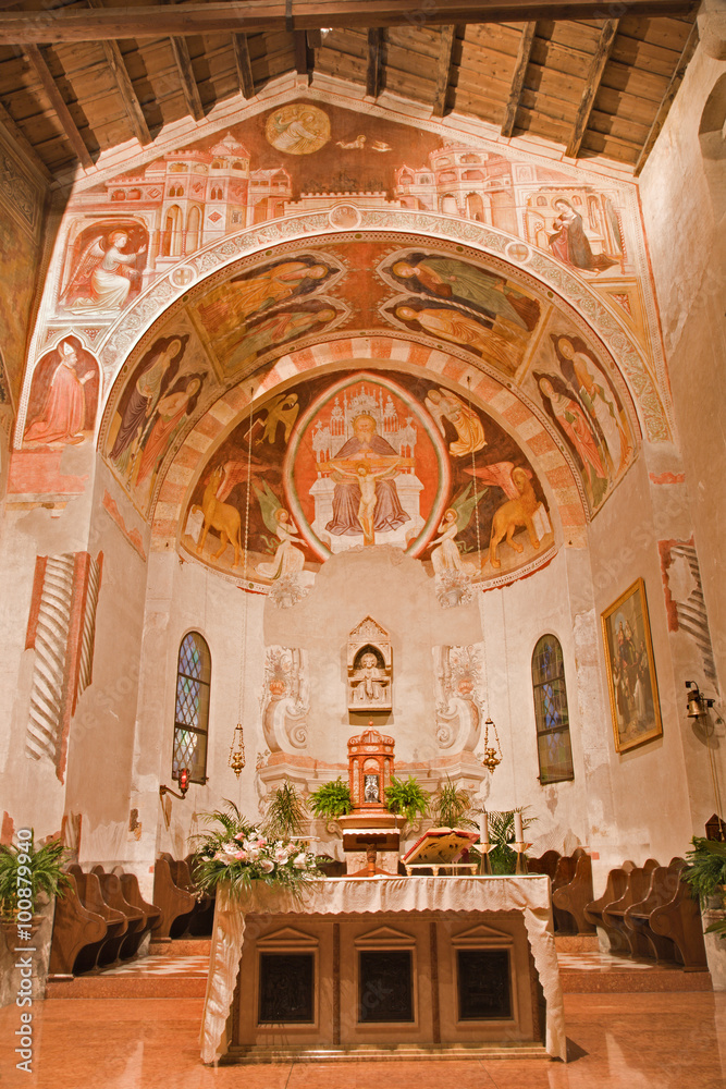 VERONA - JANUARY 28: Sanctuary of Chiesa di Santissima Trinita consecrated in 1117 on January 28, 2013 in Verona, Italy.