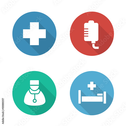 Hospital flat design icons set