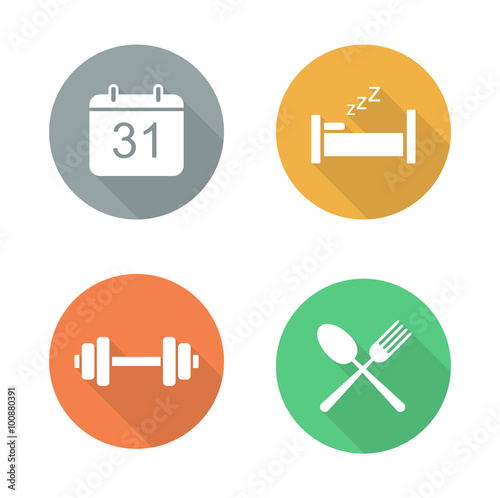 Everyday activities flat design icon set
