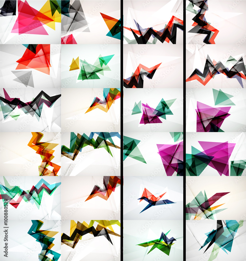 Set of triangle design geometric abstract backgrounds, origami style Set of triangle design geometric abstract backgrounds, origami style