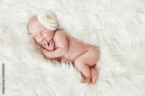 Close-up portrait of a beautiful sleeping baby.