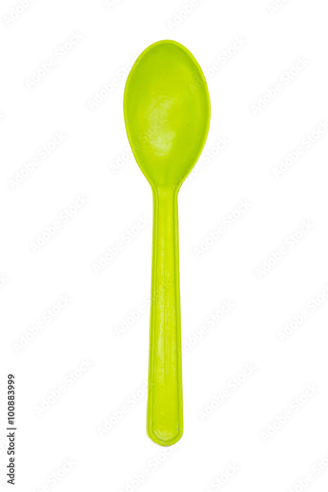 green spoon plastic isolated on white background. green spoon plastic isolated on white background.