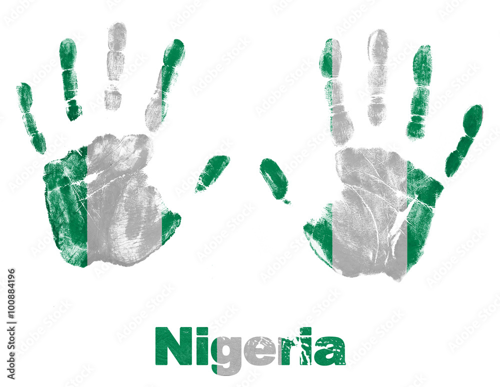 Handabdrücke mit Flagge Nigeria Handabdrücke mit Flagge Nigeria