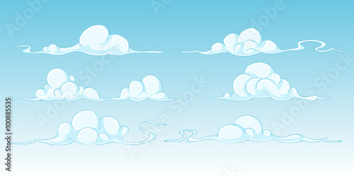 Set of bright cartoon clouds