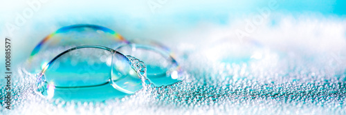 Clean blue soap bubbles photo