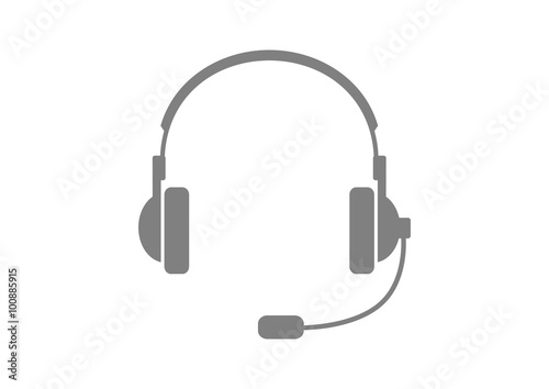 Grey headphones icon on white background