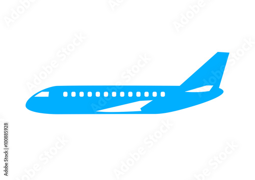 Blue aircraft icon on white background