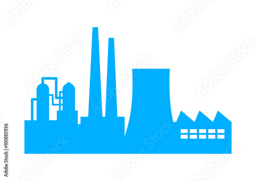 Blue factory icon on white background