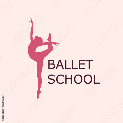 ballet school emblem, icon, vector illustration