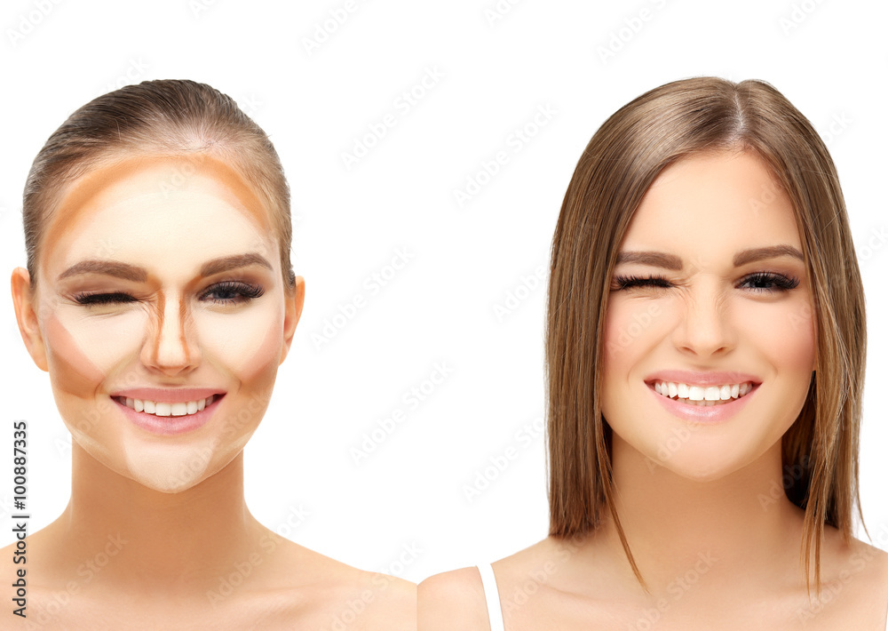 Contouring.Make up woman face. Contour and highlight makeup. Contouring.Make up woman face. Contour and highlight makeup.