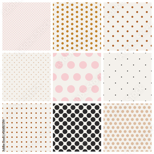 set of seamless dots patterns