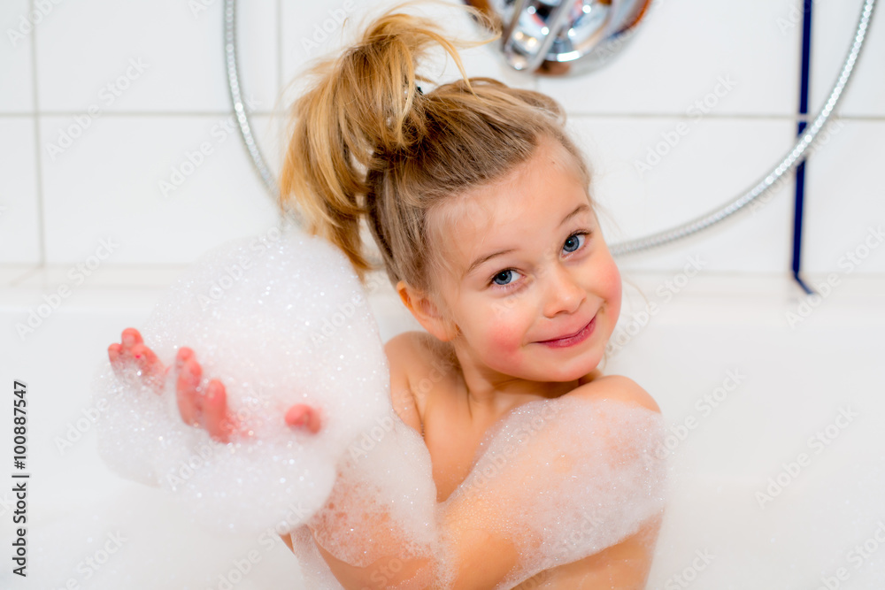 funny girl with foam bathtub in the bathtub funny girl with foam bathtub in the bathtub