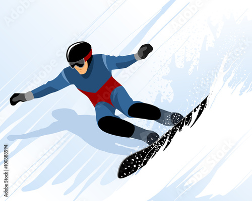Man riding on snowboard