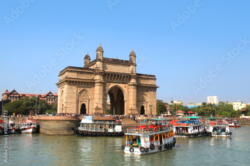 Mumbai, INDIA - December 6 : Gateway of India was built by British raj in 1924,The structure is basalt arch, on December 6,2015 Mumbai, India