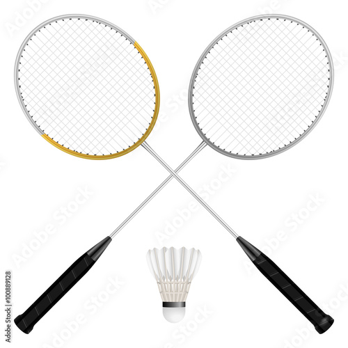 Badminton shuttlecock and rackets