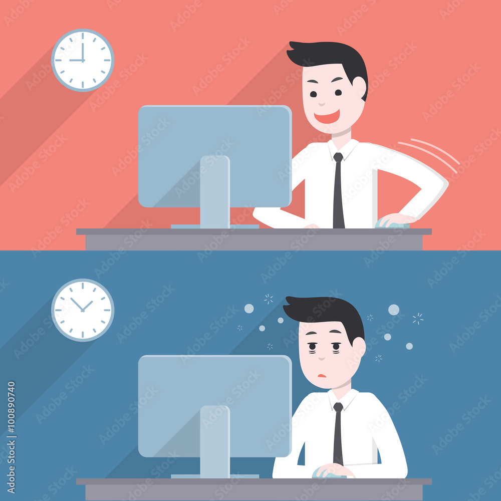 businessman activity,happy and get tired,sleepy