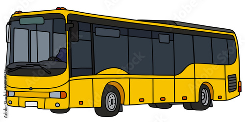 Yellow city bus / Hand drawing, vector illustration