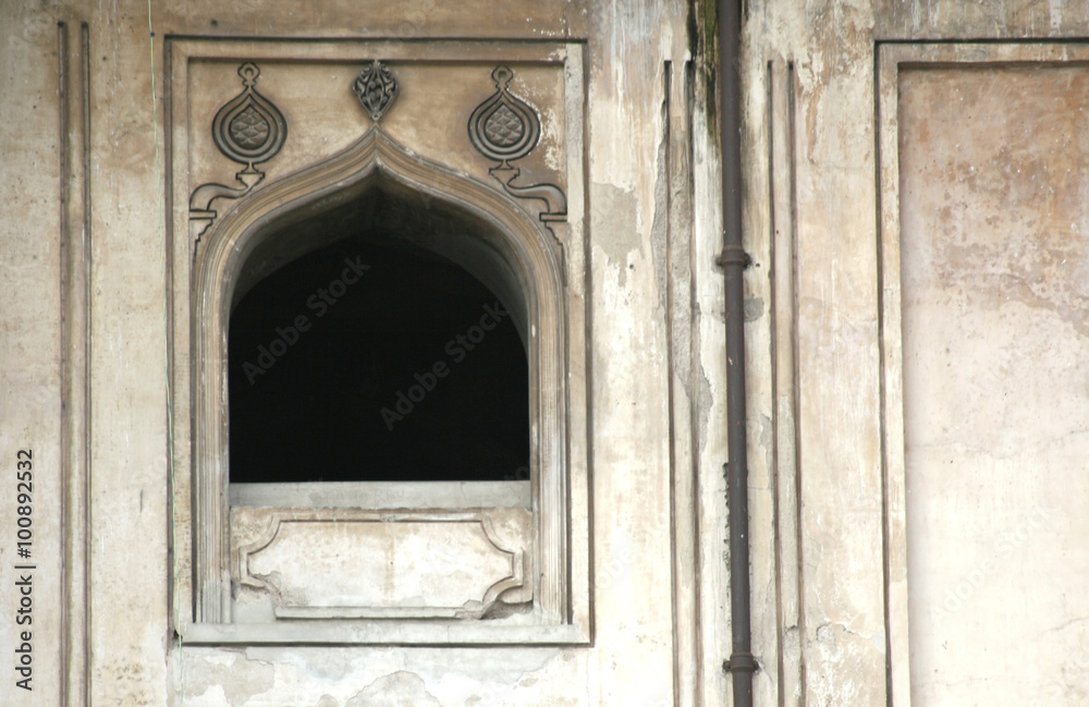 Architectural details of 400 year old landmark and heritage building in Hyderabad,India.