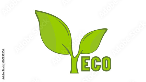 ecology green leaf icon vector bio organic nature element