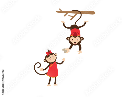 Chinese New Year 2016 Monkey Character with Fortune Cookies