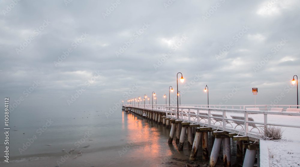 Beautiful winter landscape, and the Baltic Sea. Orlowo Gdynia