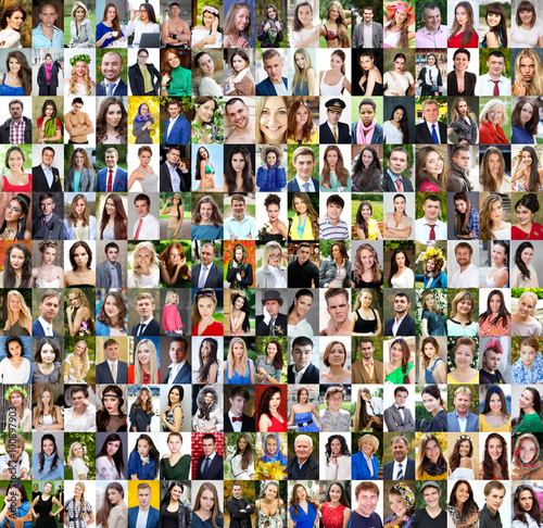 Collection of different caucasian women and men
