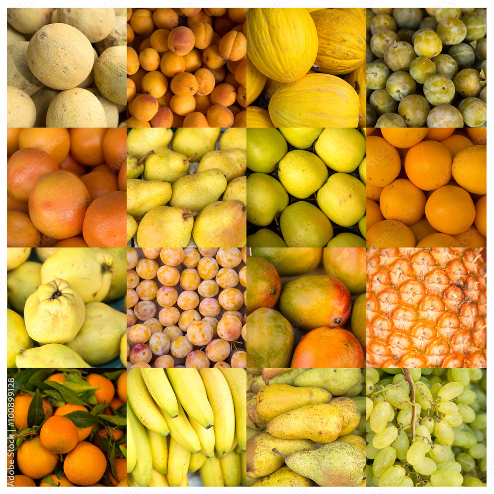 collage of yellow and orange fruits