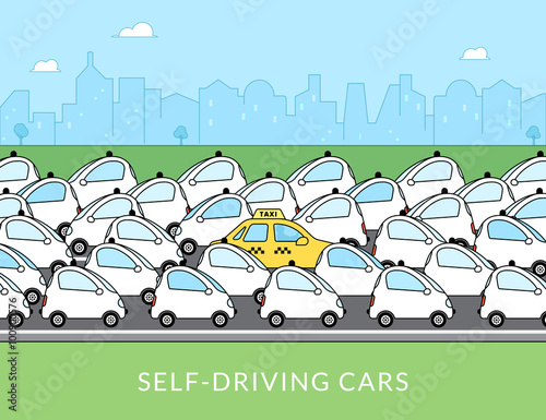 Self-driving car infographic illustration
