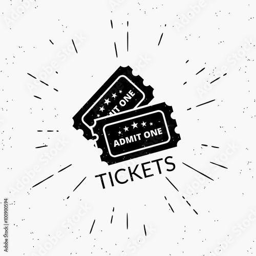 Retro grunge illustration of two black tickets