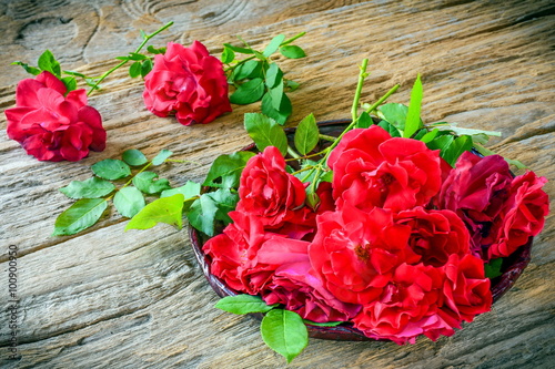 Fototapeta Naklejka Na Ścianę i Meble -  Collected country roses for Valentine's day arrangement