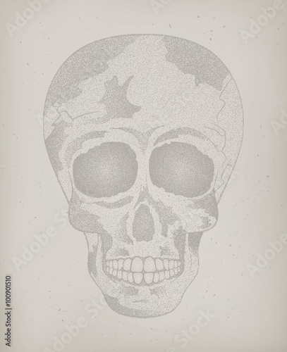 Vintage human skull. Tattoo Poster Day of The Dead