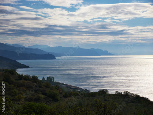 view of the bay in the evening light