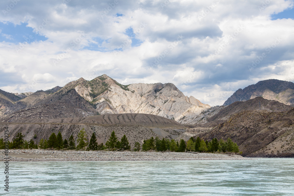 Mountain river Katun in summer, Altai,Russia