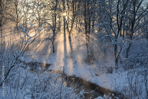 Sunset on a frosty day.