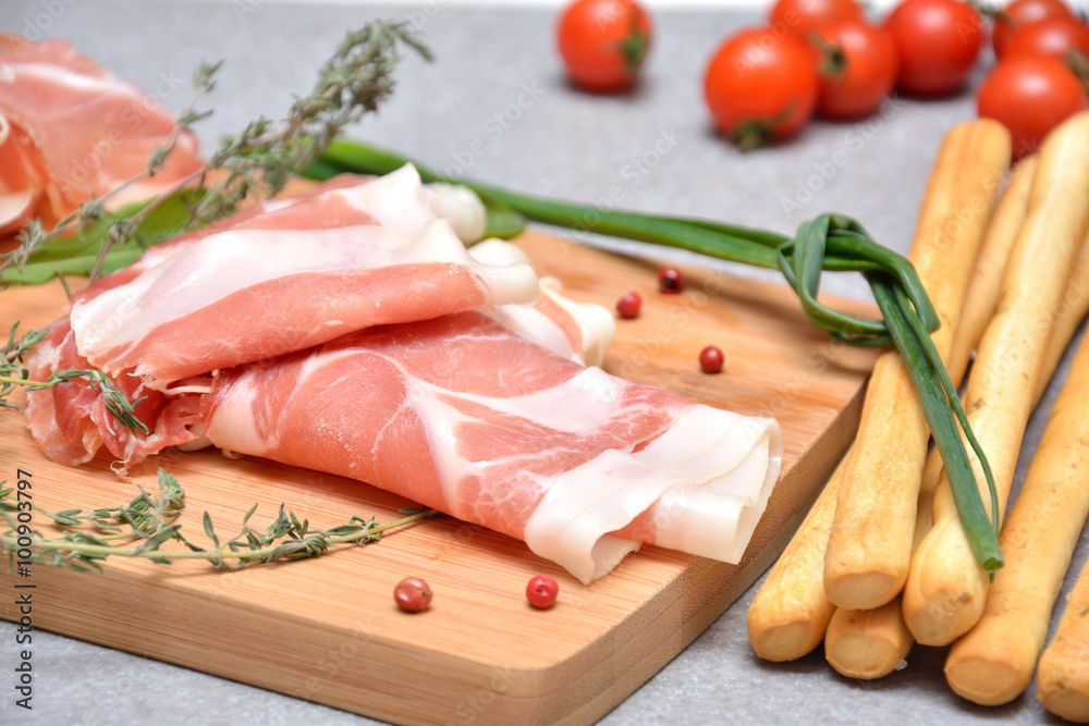 Sliced prosciutto ham