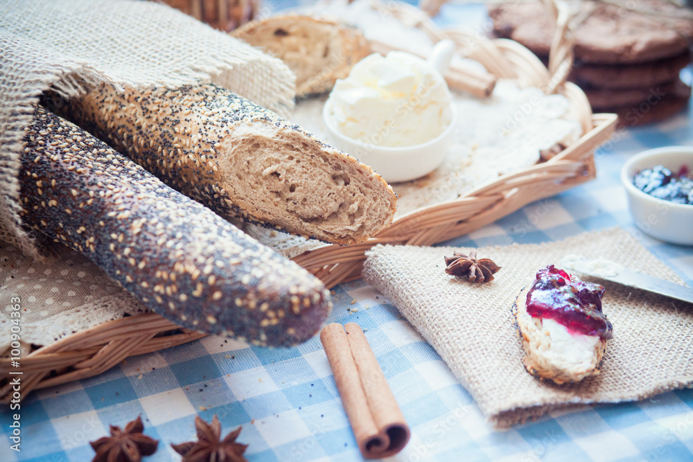 Breakfast with bread Breakfast with bread