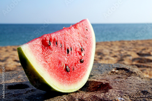 The Slice of The Watermelon at The Beach