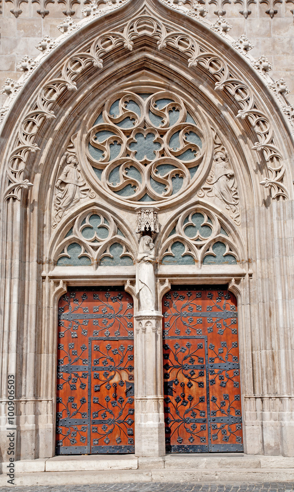 BUDAPEST - SEPTEMBER 22: South portal on Saint Matthew church on September 22, 2012 in Budapest.