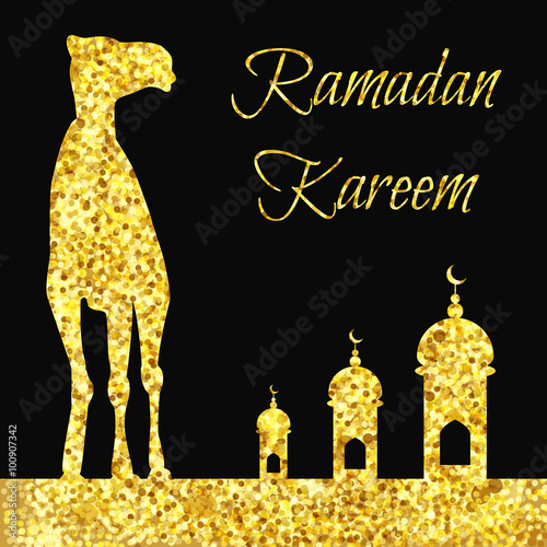 Ramadan gold greeting with camel