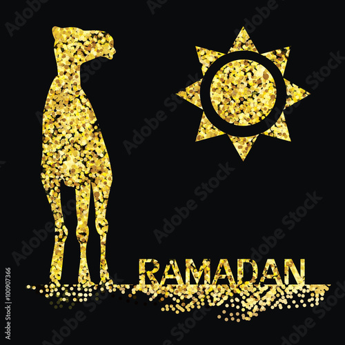 Ramadan gold greeting with camel photo