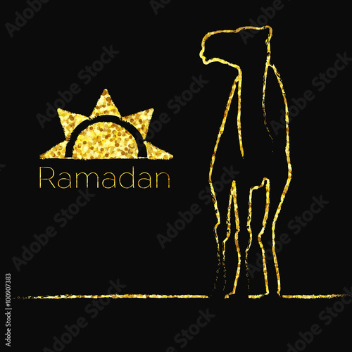 Ramadan gold greeting with camel