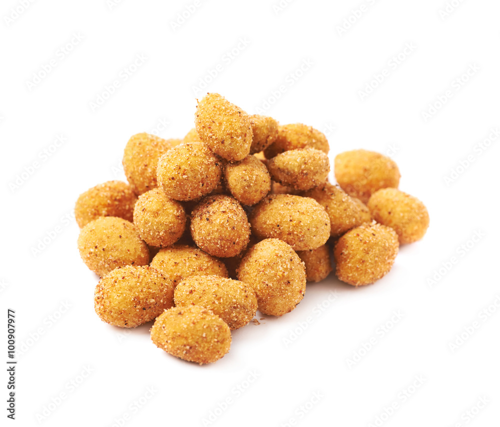 Pile of crunchy coated nuts isolated Pile of crunchy coated nuts isolated