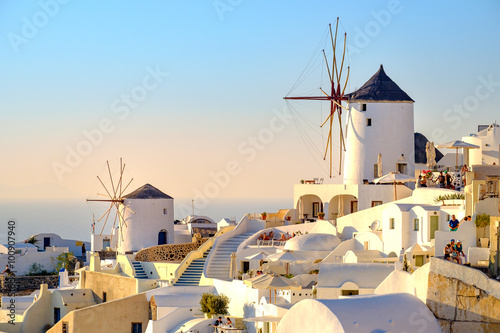 Oia Santorini - 31 August, 2015: Scenic view of Oia village hous